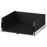 KNIVSHULT melna atvilktne, gluda un moderna, tumša apdare, metāla skrējiņi, taisnstūra forma.