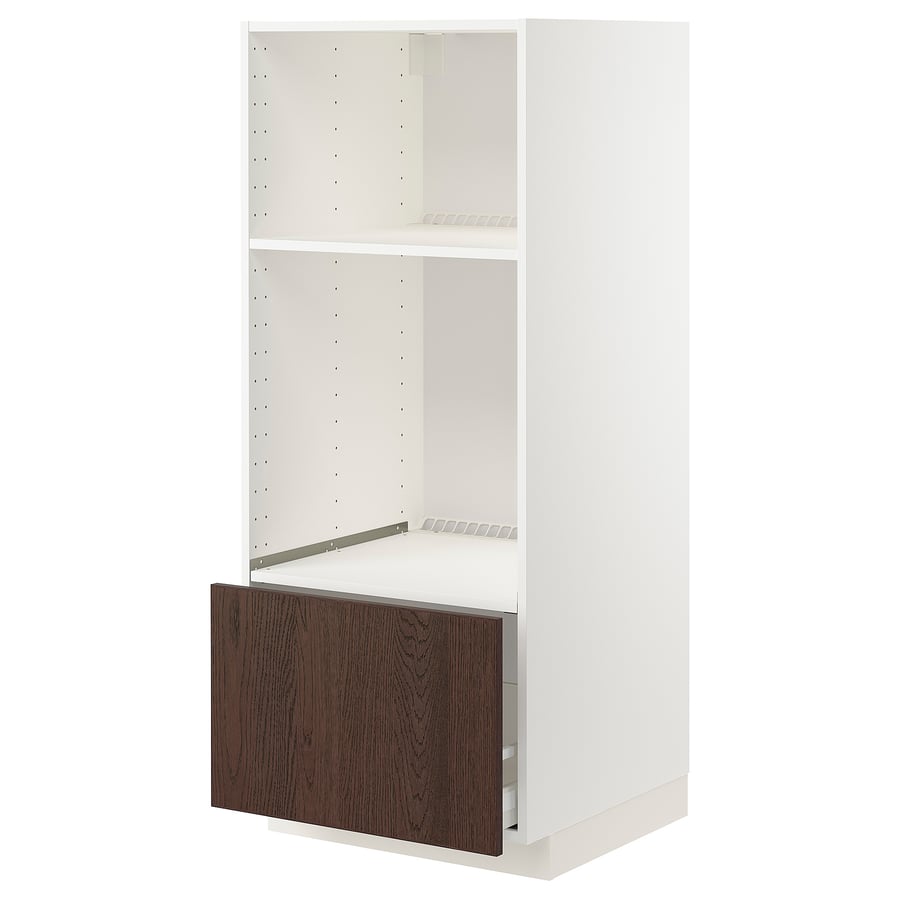 METOD / MAXIMERA, valge/Sinarp pruun, 60x60x140 cm