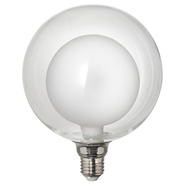 Led globusa spuldze, divslāņu stikls, silta gaisma.
