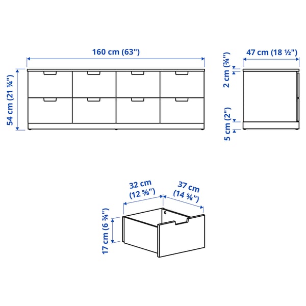 Ilustrācija ar produkta mērījumiem: NORDLI.