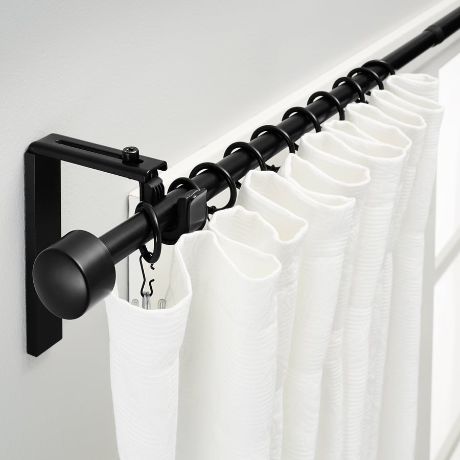 RACKA Aizkaru stanga 120-210 cm, melna