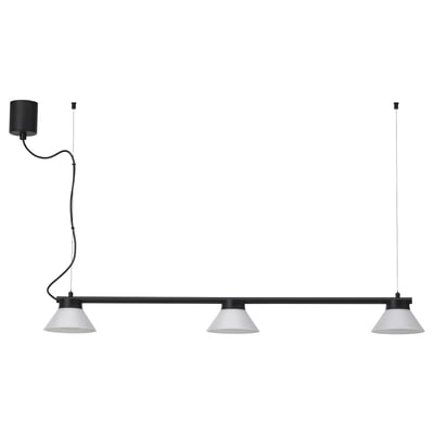 SAMBORD melna piekaramā lampa ar 3 baltiem konusiem, mūsdienīgs galda dizains.