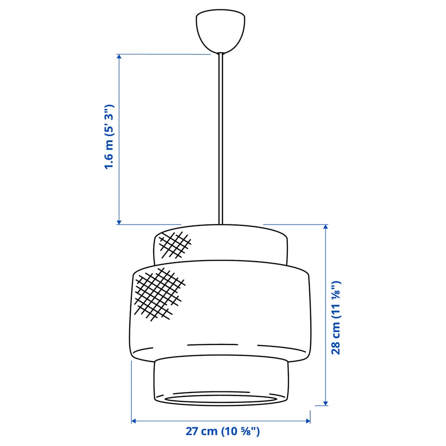 SINNERLIG, iekaramā griestu lampa, 27 cm, bambuss/roku darbs