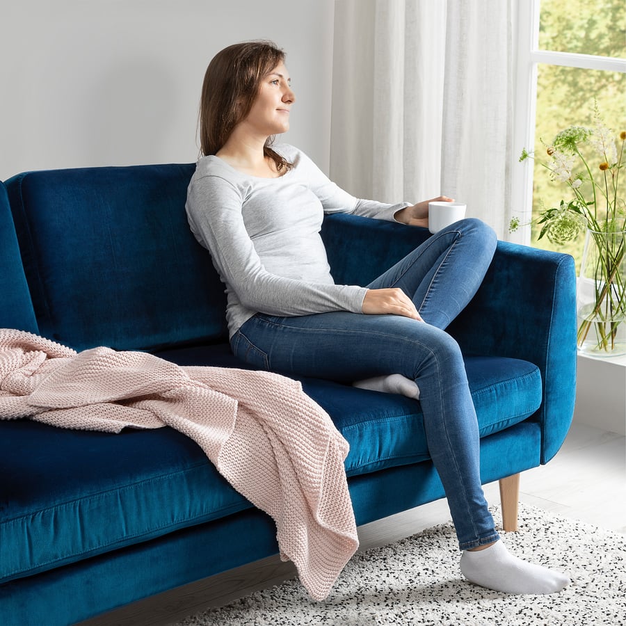 SMEDSTORP kolmekohaline diivan, Djuparp/tumesinine-roheline tamm