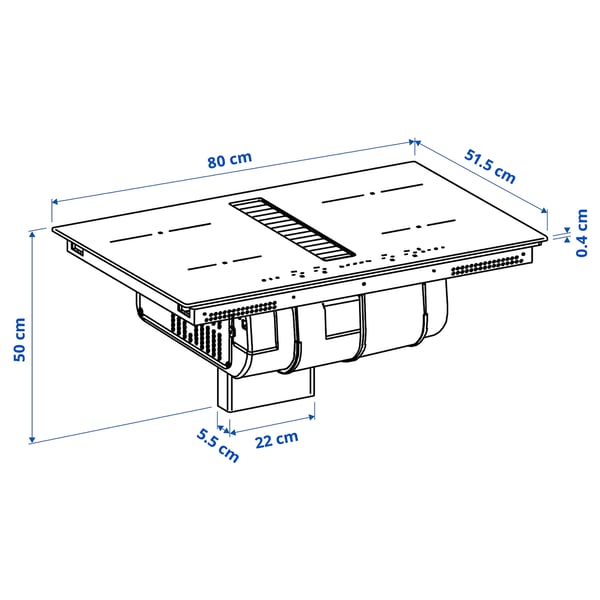 TÄCKNAN Ind.pl./ieb. tv.nosūc., IKEA 300 melnā krāsā, 80 cm