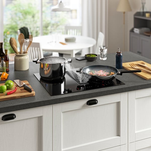 TÄCKNAN Ind.plīts/iebūv.t.nos. ar rec. kpl., IKEA 300/melnā krāsā