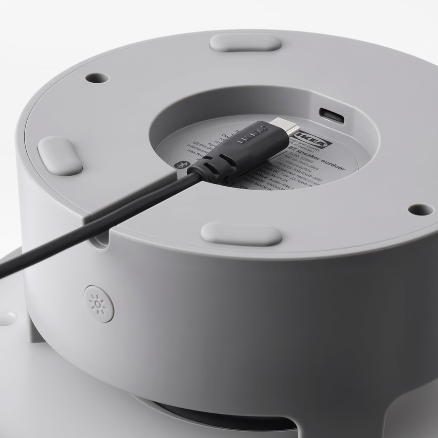 VAPPEBY Lampa ar Bluetooth skaļruni, lietošanai ārā/pelēkā krāsā