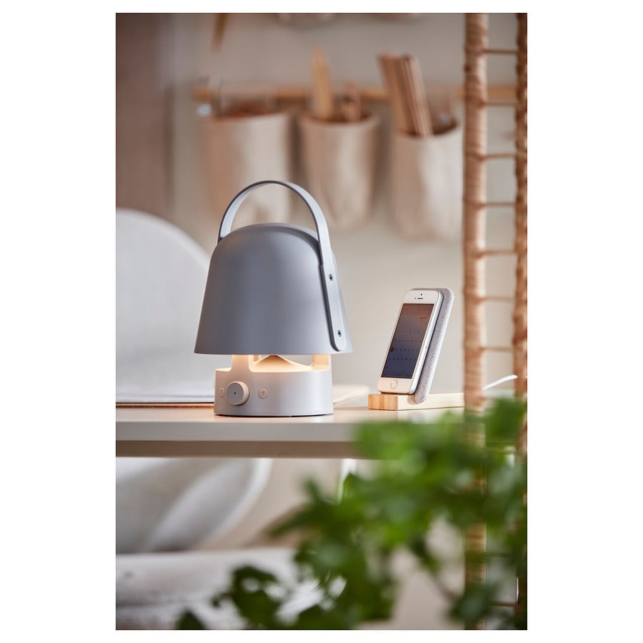 VAPPEBY Lampa ar Bluetooth skaļruni, lietošanai ārā/pelēkā krāsā