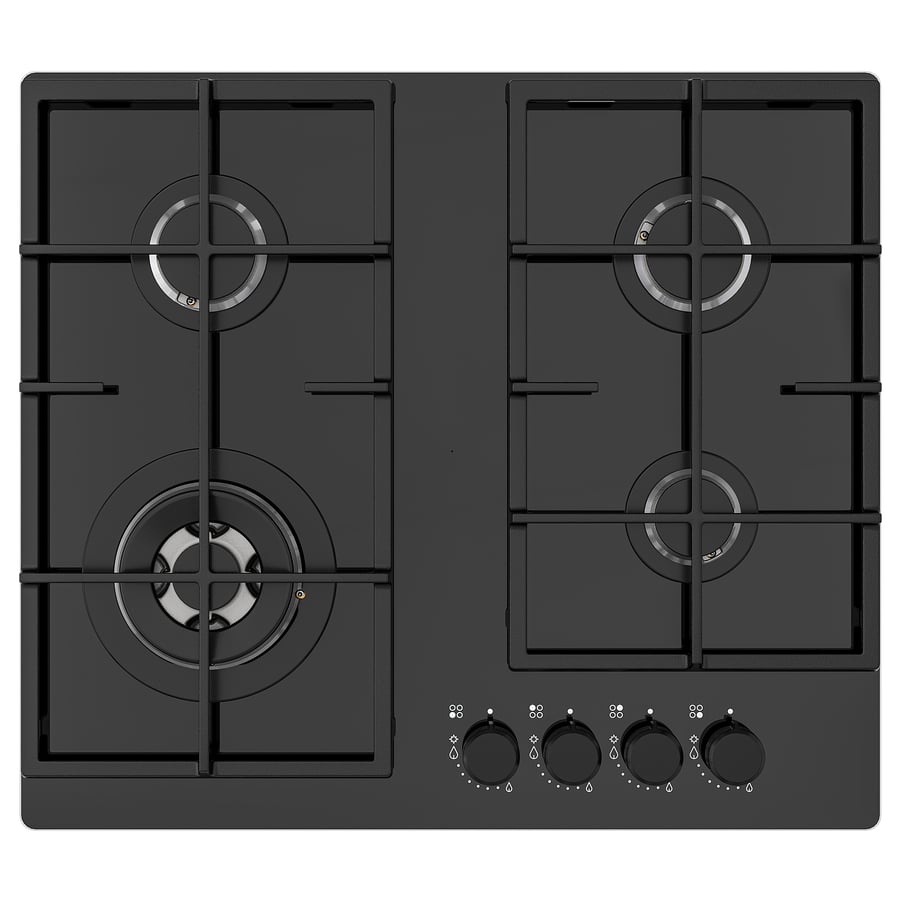 VASASTAN  gāzes plīts virsma, 59 cm, IKEA 500 stikls/melnā krāsā  
