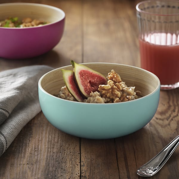 Аkerhallon aqua bowl, бамбуковый, круглый, современный, хорошо сочетается с ложкой, стаканом для сока.