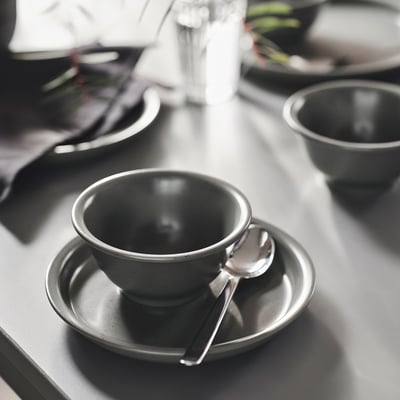 DAGGASTER Миска, точечный/серый, 14 см