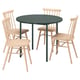 IKEA PS 2026 / HÖGVED Стол и 4 стула, зеленый/сосна, 96 см