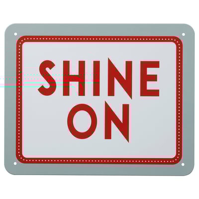 Надписи на знаках светятся красным цветом в пунктирной красной кайме на светло-голубом фоне. Прямоугольная форма, металлический материал.