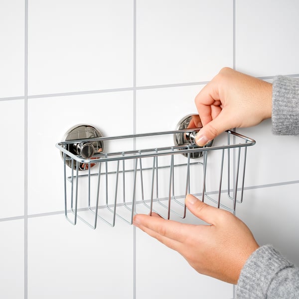 KROKFJORDEN Корзина/полка на присосках, оцинкованный, 24x11 см