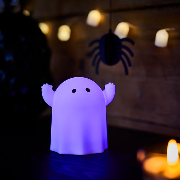 KUSTFYR Светодиодная настольная лампа, привидение/с батарейным питанием белый