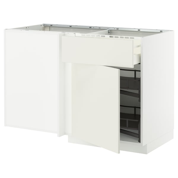 Кухонный шкаф Ikea METOD белый, современный дизайн, с выдвижной полкой.