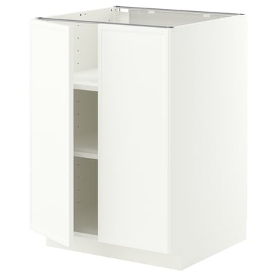 METOD Напольный шкаф с полками/2дверцами, белый/Aspudden матовый белый, 60x60 см