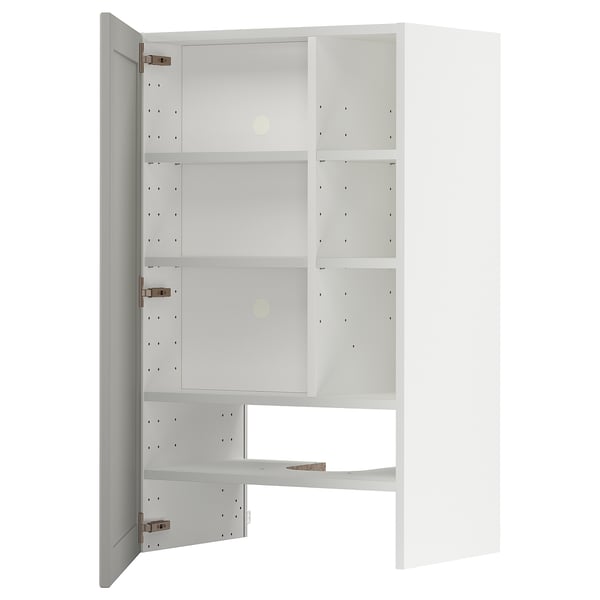 Белый кухонный шкаф ikea METOD с регулируемыми полками и двусторонней дверцей.