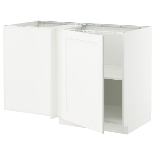 Белый кухонный шкаф METOD, прямоугольный, чистый дизайн с открытой полкой.
