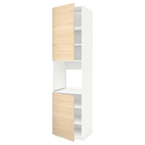 Кухонный гарнитур ikea METOD с дверцами из белого и светлого ясеня с регулируемыми полками.