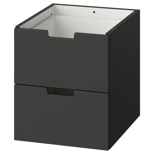 Черный комод NORDLI, современный прямоугольный дизайн с двумя ящиками, гладкая отделка.