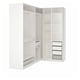 Белый угловой шкаф ikea PAX с полками и отделениями для хранения. Это современный дизайн для эффективной организации шкафа.