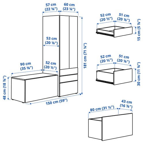 Иллюстрация с размерами для товара: SMÅSTAD.
