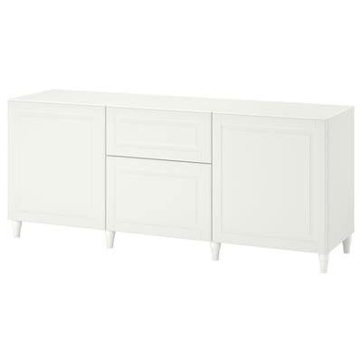 BESTÅ تشكيلة تخزين مع أدراج, أبيض/Smeviken/Kabbarp أبيض, 180x42x74 سم