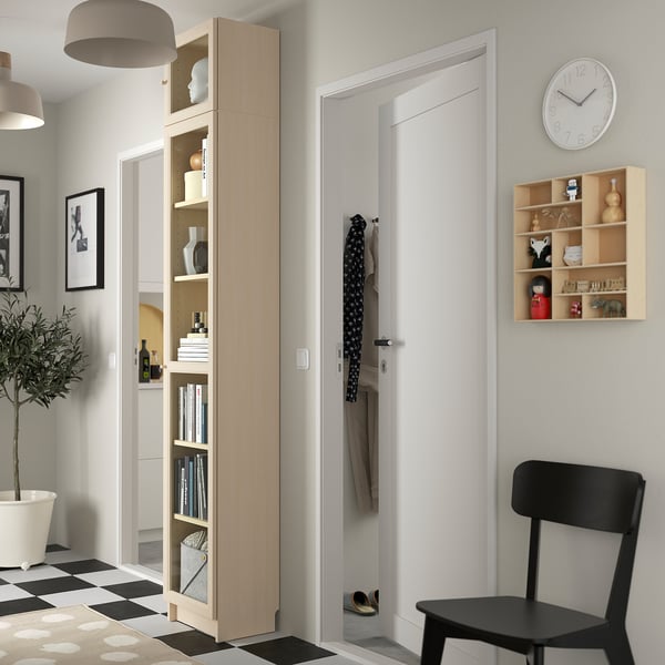 BILLY / OXBERG مكتبة مع أبواب زجاجية/وحدة تمديد