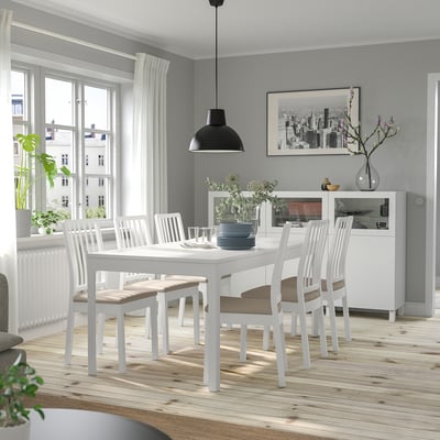 EKEDALEN طاولة قابلة للتمديد, أبيض, 180/240x90 سم