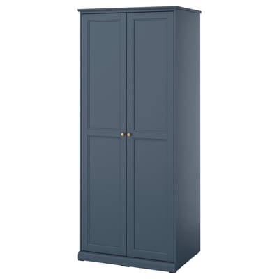 FÅGELFJÄLLET خزانة ملابس ببابين, رمادي غامق-أزرق, ‎82x60x194 سم‏