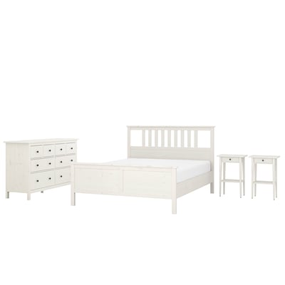 HEMNES أثاث غرفة نوم، طقم من 4, أبيض, ‎180x200 سم‏