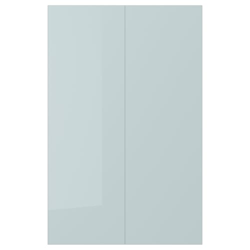 KALLARP طقم باب خزانة قاعدة زاوية 2 قطعة, لامع رمادي فاتح-أزرق, 25x80 سم