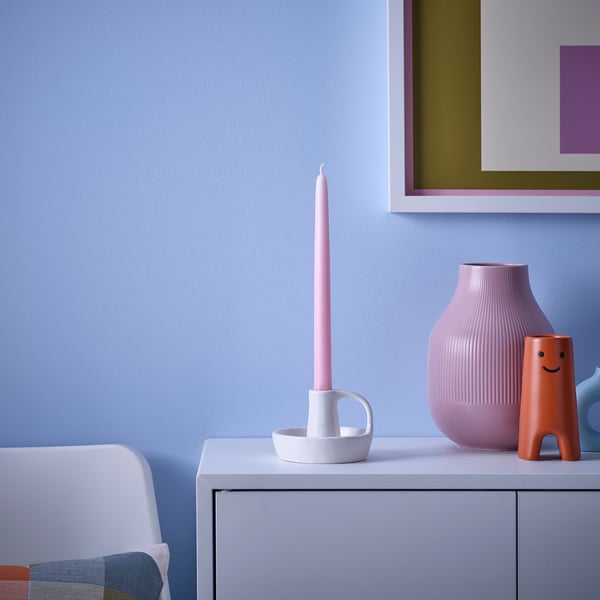 KLOKHET شمعة غير معطرة, زهري فاتح, 25 سم