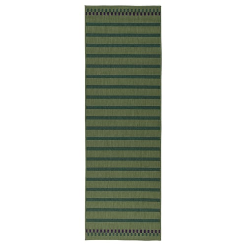KORSNING سجادة بغزل مسطّح، داخلي/خارجي, أخضر بنفسجي/مخطط, 80x250 سم