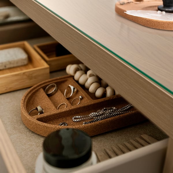 MALM طاولة زينة, قشرة سنديان مصبوغ أبيض, 120x41 سم