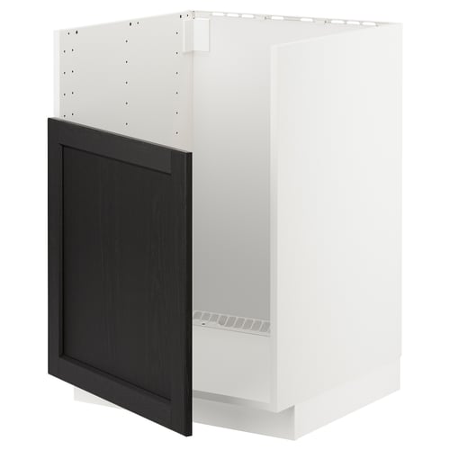 METOD خزانة قاعدة لحوض TALLSJÖN, أبيض/Lerhyttan أسود, 60x60 سم