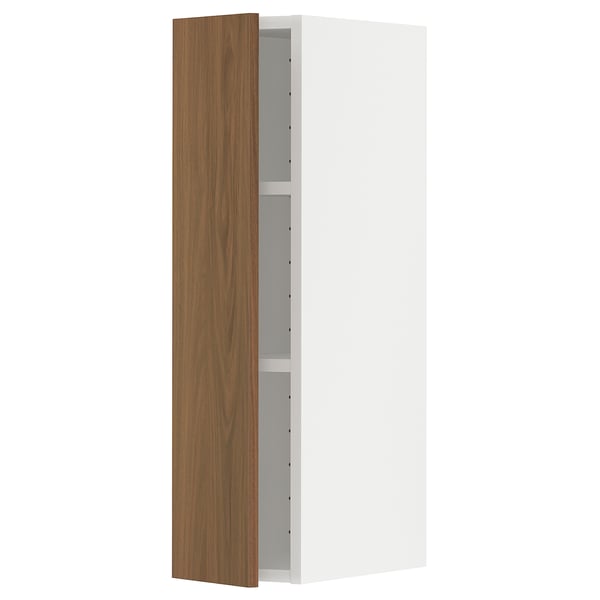 METOD خزانة حائط مع أرفف, أبيض/Tistorp مظهر الجوز بني, 20x80 سم