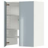 METOD خزانة حائط لشفاط روائح مع رف/باب, أبيض/Kallarp رمادي فاتح-أزرق, ‎60x80 سم‏