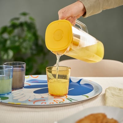 MOPPA ابريق مع غطاء, شفّاف/أصفر, 1.7 ل