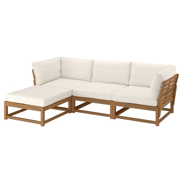 NÄMMARÖ كنبة 3 مقاعد, خارجي مع مسند أقدام/بني فاتح Frösön/Duvholmen بيج, 264 سم