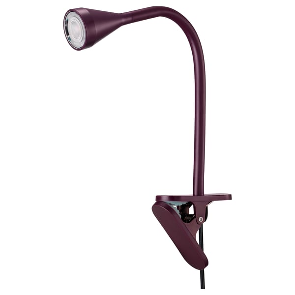 NÄVLINGE مصباح توجيهي بملقط LED, أحمر غامق