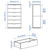 NORDLI خزانة بـ 6 أدراج, أبيض, ‎80x145 سم‏