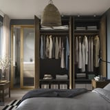 PAX / TONSTAD تشكيلة خزانة ملابس., رمادي غامق/بني قشرة سنديان مصبوغ, ‎200x60x236 سم‏