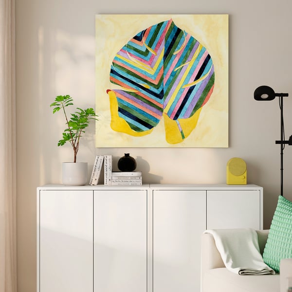 PJÄTTERYD صورة, ورقة مخططة, 90x90 سم
