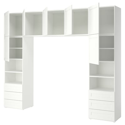 PLATSA دولاب ملابس مع 7 أبواب+6 أدراج, أبيض/Sannidal أبيض, 300x42x241 سم