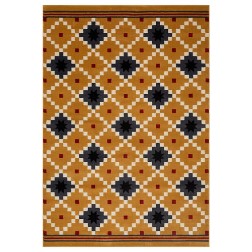 SKOTERLED سجادة، وبر قصير, أصفر غامق/رمادي غامق, 133x195 سم
