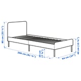 SLATTUM هيكل سرير بتنجيد, Vissle رمادي غامق, ‎90x200 سم‏