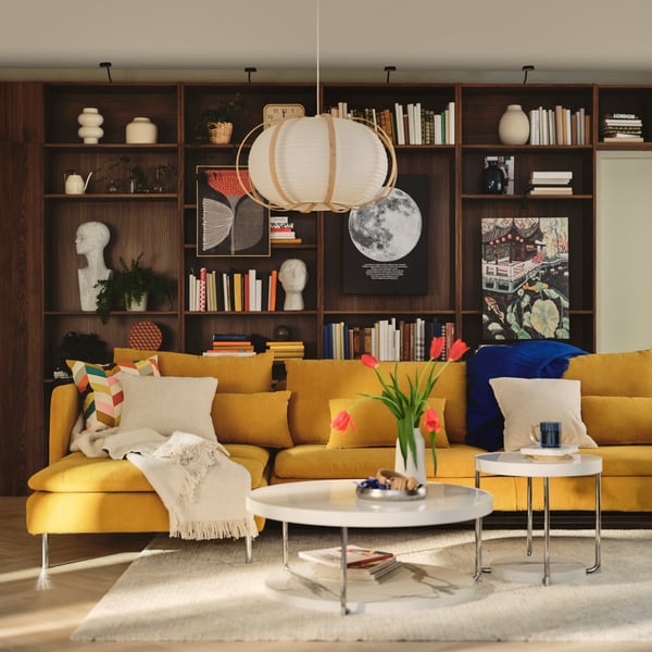 SÖDERHAMN كنبة 4 مقاعد مع أريكة طويلة, و طرف مفتوح/Kelinge أصفر غامق