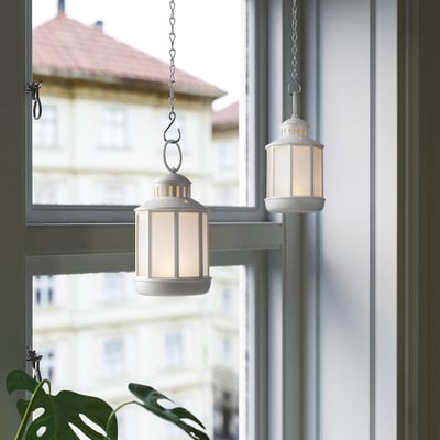 STRÅLA فانوس LED, يعمل بالبطارية أبيض, 13 سم
